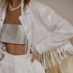 NWT - 12th Tribe Star Crossed White Sequin Jacket